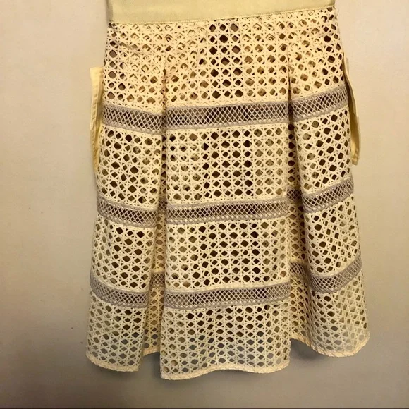 Self Portrait Crosshatch Paneled Mini Dress Yellow - Picture 4 of 9